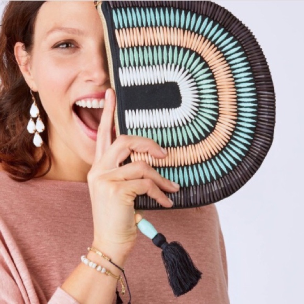 Stella & Dot | Limited Edition Navy/Teal/Peach Hand-Beaded Clutch Retired - Picture 4 of 13